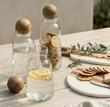 Carafes - Carafes en verre avec bouchon en bois de manguier - BE HOME
