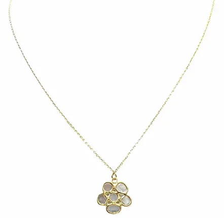 Bijoux - Collier pendentif fleur diamant polki - Diana Flower bis - SOPHIE DESCHAMPS BIJOUX