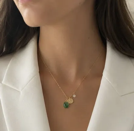Bijoux - Collier chaine saphir et médaille- Taj Mahal - SOPHIE DESCHAMPS BIJOUX
