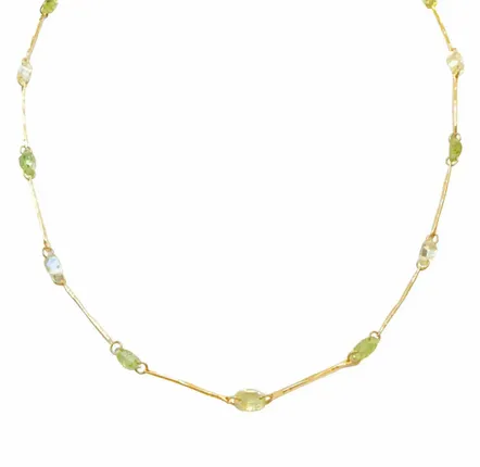 Bijoux - Collier chaine avec  peridot et quartz jaune - Trésor - SOPHIE DESCHAMPS BIJOUX