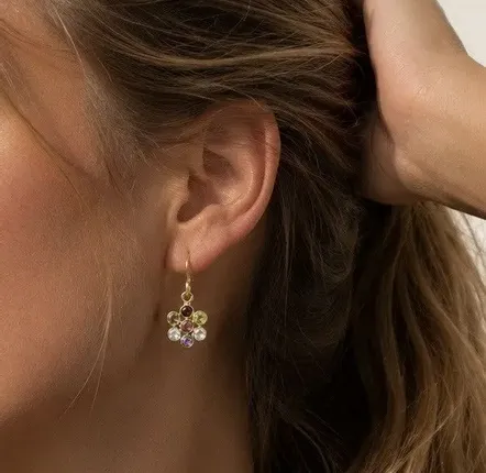 Bijoux - Boucle d'oreille fleur tourmaline-Noblesse - SOPHIE DESCHAMPS BIJOUX