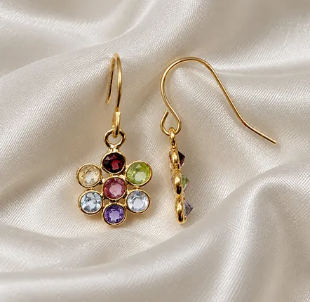 Bijoux - Boucle d'oreille fleur tourmaline-Noblesse - SOPHIE DESCHAMPS BIJOUX