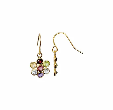 Bijoux - Boucle d'oreille fleur tourmaline-Noblesse - SOPHIE DESCHAMPS BIJOUX