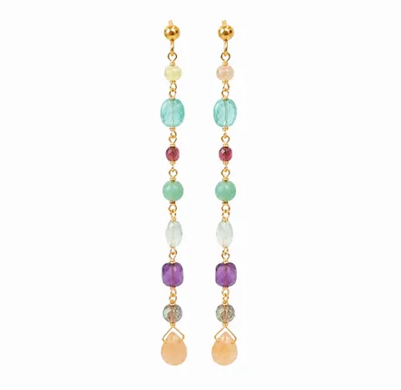 Bijoux - Boucle d'oreille de multi pierres fines- Magic - SOPHIE DESCHAMPS BIJOUX
