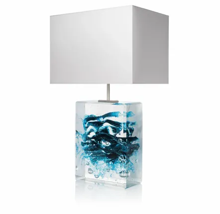 Lampes à poser - BLEU PROFOND  ET SCULPTURAL - Lampe à poser en pâte de verre - MAISON GOFFIER