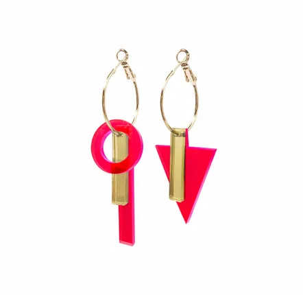 Jewelry - TIKA COMPO RING earrings Fluo Pink Gold - TELLMEE