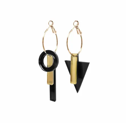 Jewelry - TIKA COMPO RING earrings Black/Gold - TELLMEE