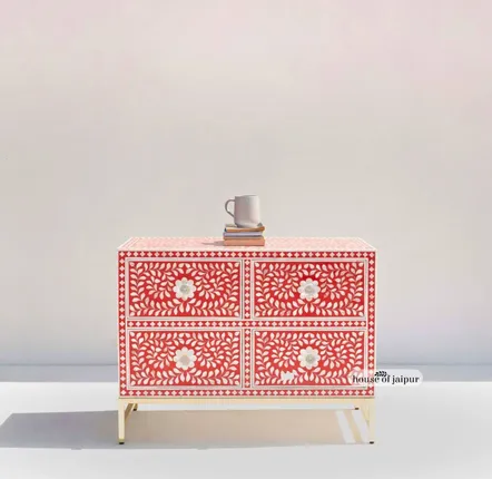 Commodes - Mini-commode rouge - HOUSE OF JAIPUR