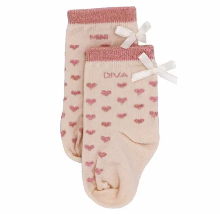 Children's fashion - Bamboo heart baby socks "Mini Diva" Petal 6-18M - BB&CO
