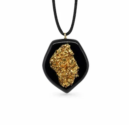Jewelry - Bog Oak & Resin Pendant – Shield, 42x35x6 mm - GLASS4CANDLES