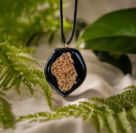 Jewelry - Bog Oak & Resin Pendant – Shield, 42x35x6 mm - GLASS4CANDLES