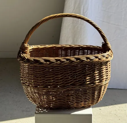 Decorative objects - Large antique woven wicker basket with handle H45 W43 D25 - OFFICE OBJETS