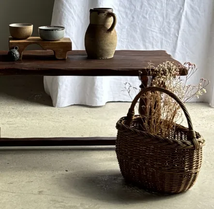 Decorative objects - Large antique woven wicker basket with handle H45 W43 D25 - OFFICE OBJETS