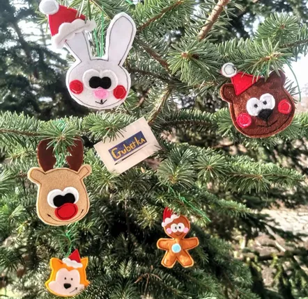Children's decorative items - Handmade Felt Christmas Ornaments — Set of 5 - GUBERKA