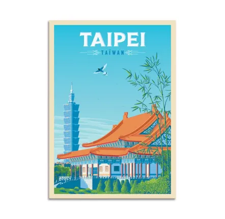 Card shop - Art-Card 10,5 x 14,8 cm - Taipei Taiwan - Olahoop Travel Posters - WALL EDITIONS