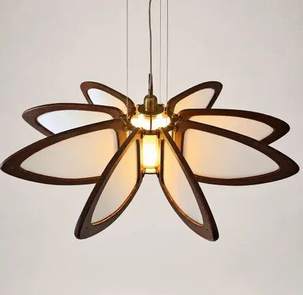 Ceiling lights - Lotus — Suspension en bois et soie - OMALIGHT