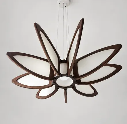 Ceiling lights - Lotus — Suspension en bois et soie - OMALIGHT