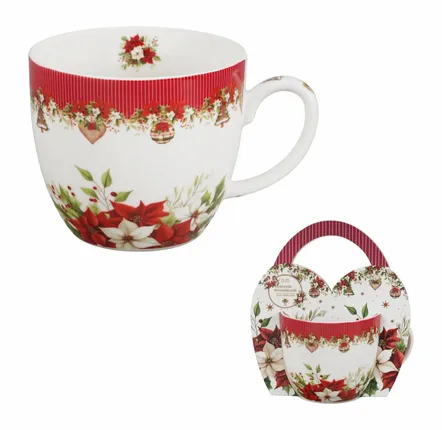 Accessoires thé et café - mug avec panier papier Christmas flowers - KARENA INTERNATIONAL