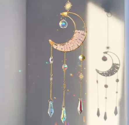 Objets design - Attrape-soleil Lune Mystique Quartz rose - MANDALASHOP