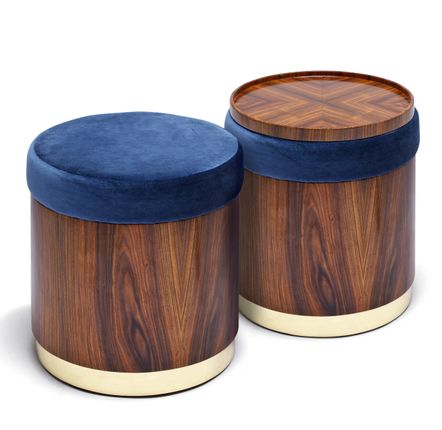 Tabourets pour collectivités - Pouf Lune A rond diam 40cm, asisse tissu COM/COL, Base Bois & Laiton - DUISTT