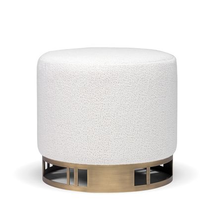 Tabourets pour collectivités - Pouf rond diam 50cm Escape, asisse tissu COM/COL option, base laiton - DUISTT