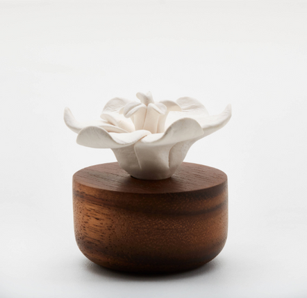 Scents - Home perfume diffuser in Porcelain and Acacia wood - Diffuser JASMIN - ANOQ