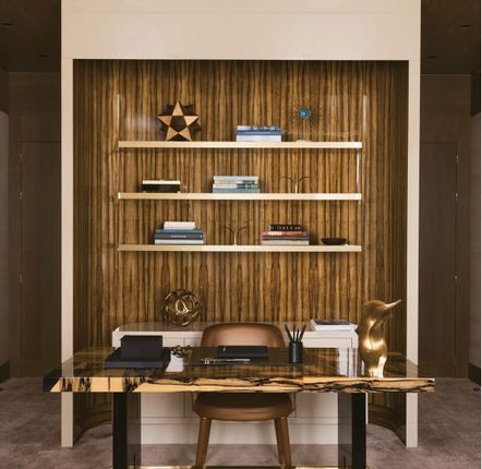 Hotel bedrooms - Geometry Rectangular Console, marquetry White Ebony top, Brass details - DUISTT
