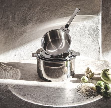 Saucepans  - Set of 3 stainless steel pots 18-10 16, 18 and 20cm Casteline Removable - CRISTEL