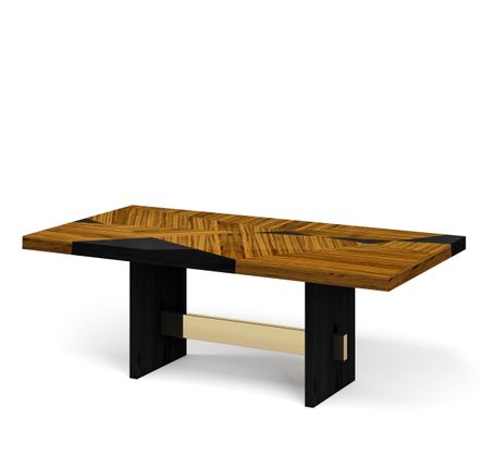 Dining Tables - Rectangular Dining Table GEOMETRY 210x110cm Ebonized Sikomoro Wood Top - DUISTT