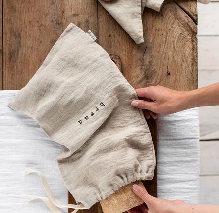 Kitchen linens - Printed linen bread bag for food storage - MAGICLINEN