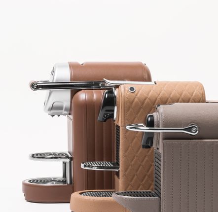 Tea and coffee accessories - LEATHER COVERED COFFEE MACHINES WITH QUILT PATTERN - PIGMENT FRANCE BY GIOBAGNARA