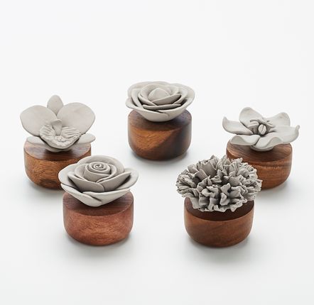 Scents - Home perfume diffuser in Porcelain and Acacia wood - Diffuser JASMIN - ANOQ