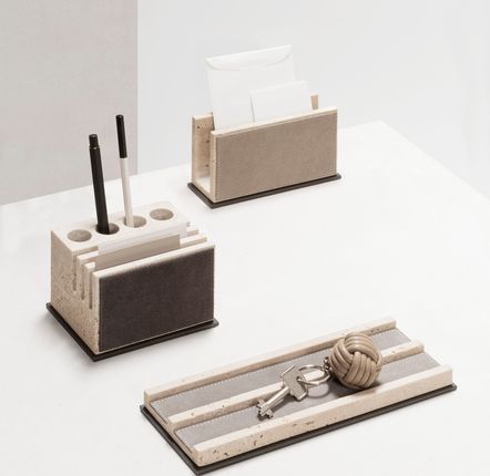 Sets de bureaux  - LATINA ENSEMBLE DE BUREAU EN MARBRE / CUIR & MARBRE - GIOBAGNARA