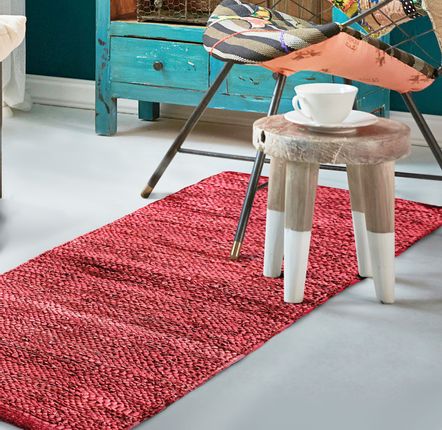 Rugs - SKIN RUG - Burgundy woven leather rug 60x120 - ALECTO TAPIS