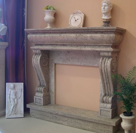 Fireplaces - Travertine fireplace  - TODINI SCULTURE