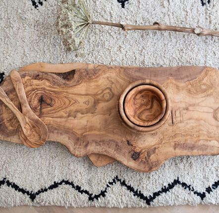 Dessous de plat en bois d'olivier et faïence - Casa Nomade