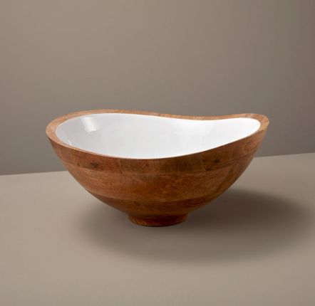 Kitchen utensils - Mango Wood & White Enamel Bowls - BE HOME