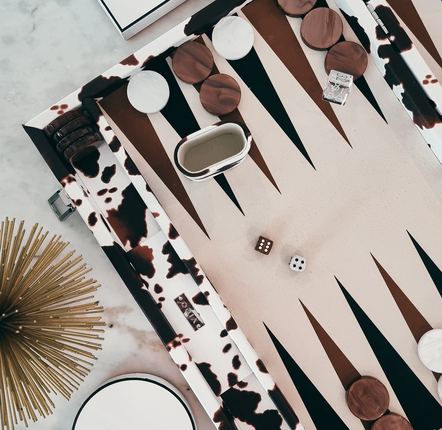 Petite maroquinerie - Jeu de Backgammon Peau de Vache - Cuir Vegan - Grand jeu de société - VIDO LUXURY BOARD GAMES