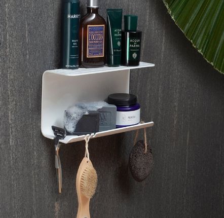 White Modern Shower Shelf , Bathroom Sfelf, Floating Shelf, Bathroom Shelves,  Minimalist Shelves, Industrial Accessories, DOCIA -  Sweden