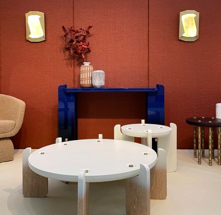 Tables for hotels - Ipanema Round Coffee Table in Lacquered Wood with Ombre Effect White - DUISTT