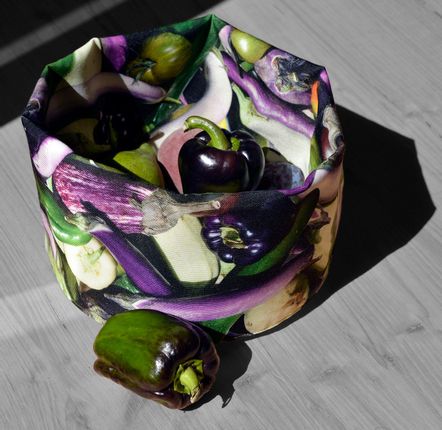 Boîtes de conservation - Corbeille en tissu imprimé Aubergines - MARON BOUILLIE