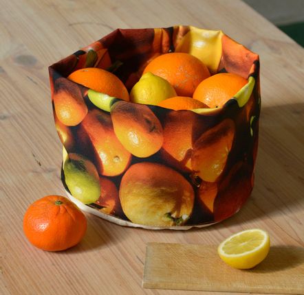 Homewear textile - Corbeille en tissu imprimé Agrumes - MARON BOUILLIE
