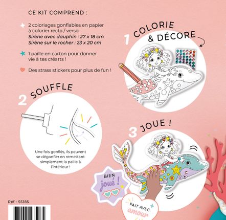 Objets de décoration - Créart gonflable à colorier - Sirènes - ARA-CREATIVE