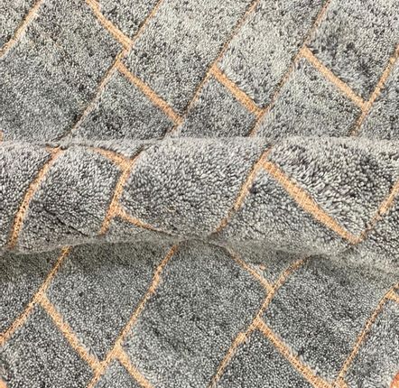 Tapis sur-mesure - HLK 103,3D en laine et jute persan noué, poil haut et bas, ignifuge et - INDIAN RUG GALLERY