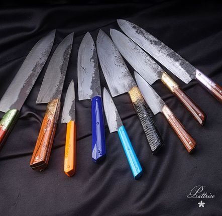 Forge de Laguiole 6 Piece Steak Knife Set Fabric Series Purple