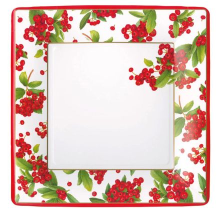 Assiettes au quotidien - Assiettes carrées en papier Christmas Berry en rouge - 8 par paquet. - CASPARI