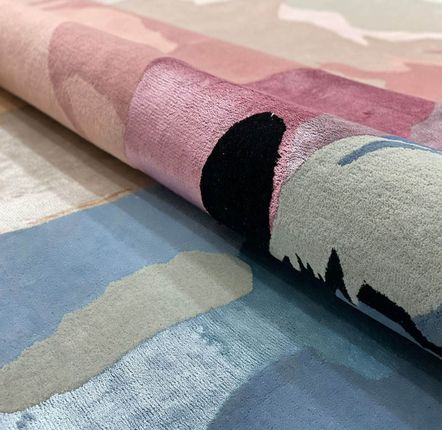 Indoor floor coverings - HTR105 - Abstract Design Modern High Quality Silk NZ Wool Rug Designer - INDIAN RUG GALLERY