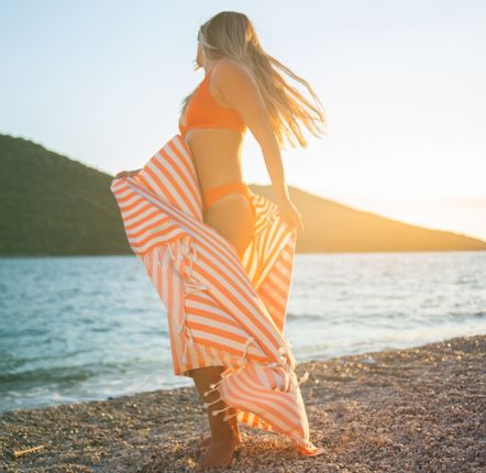 Serviettes de bain - Serviette Mare Tangerine Fouta 90x180 cm - GREEN PETITION