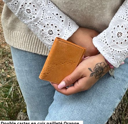 Petite maroquinerie - Etui à cartes Double en cuir Pailleté - LA CARTABLIÈRE