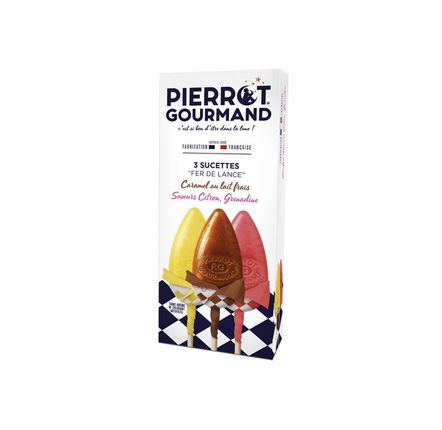 Coffret gourmandise Pierrot Gourmand : buste en céramique et 40 sucettes